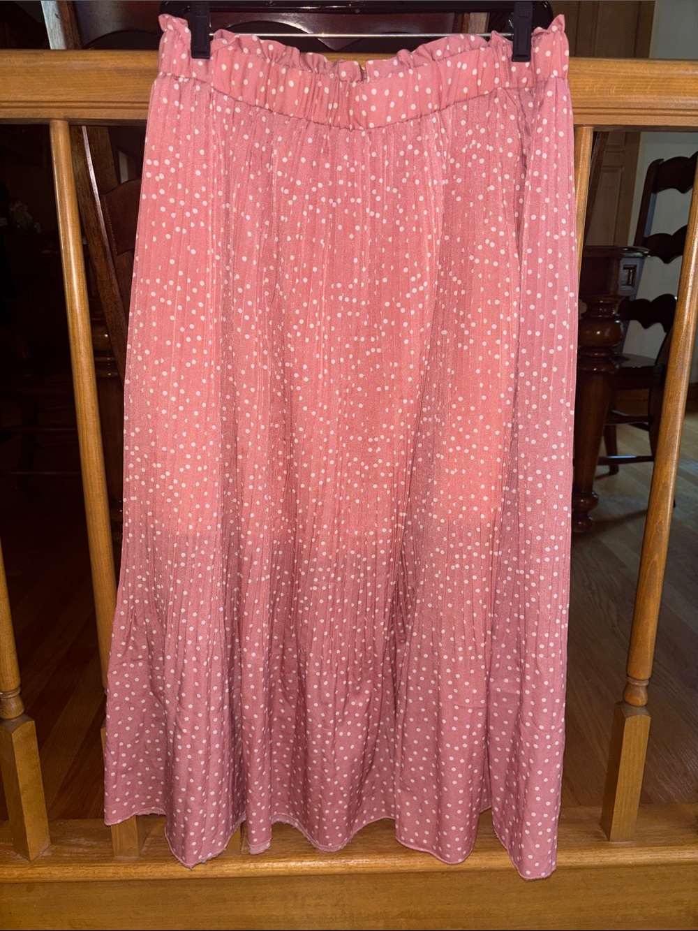 Women's Dusty Rose Polka Dot Maxi Skirt